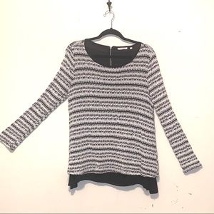 Ava James Knit Top with Sheer Under